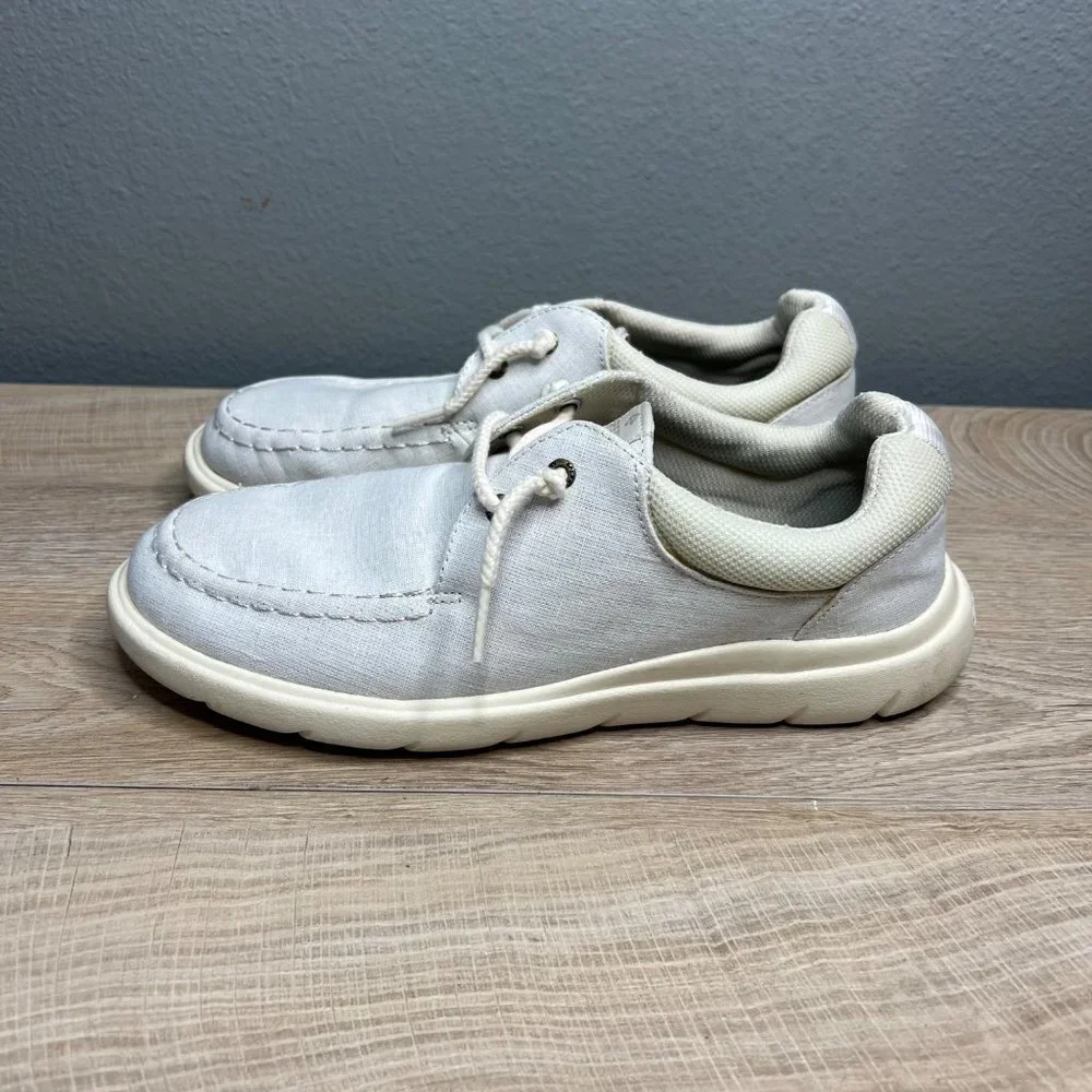 Sperry Women's Captain's‎ Moc Chambray Loafer Sneakers Ivory Slip On 9